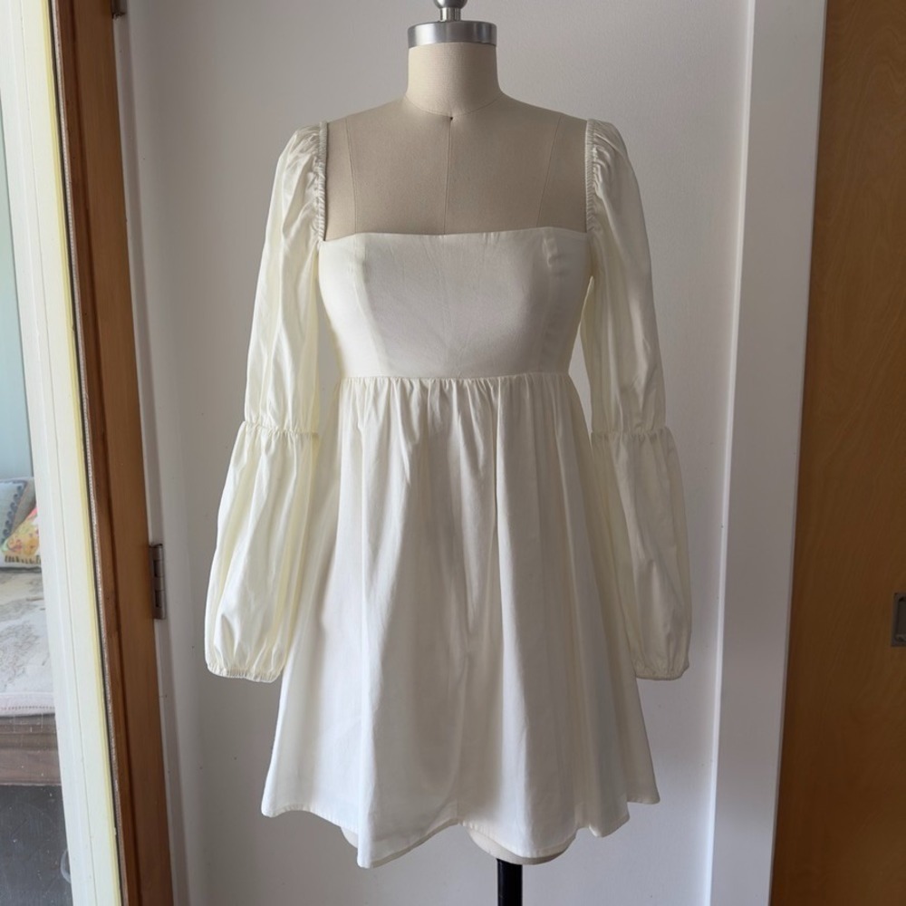 Reformation‎ Michaela White Babydoll Mini Dress-Romantic Cottagecore-Size 0/XS
